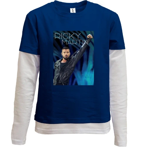 Комбинированный детский лонгслив, синий, Ricky Martin Live