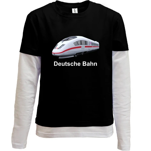 Комбинированный детский лонгслив, черный, Deutsche Bahn