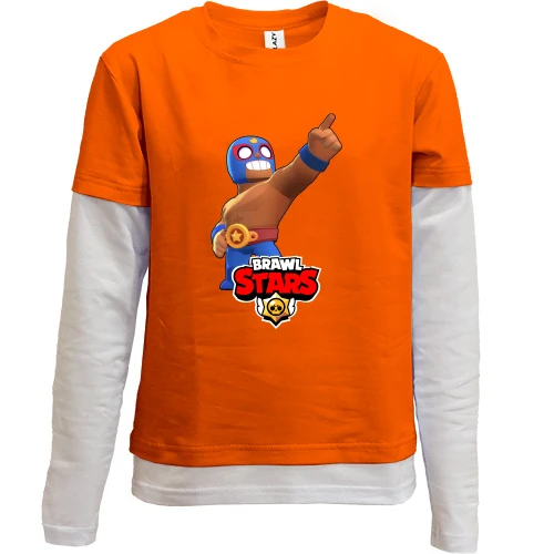 Комбинированный детский лонгслив, красный, Эль Примо "Brawl Stars"