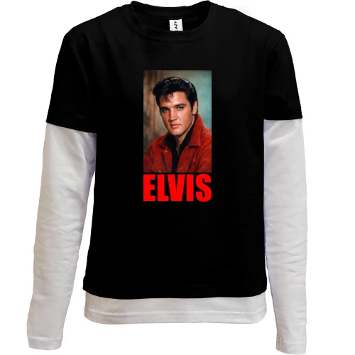 Комбинированный детский лонгслив, черный, Elvis (Poster)