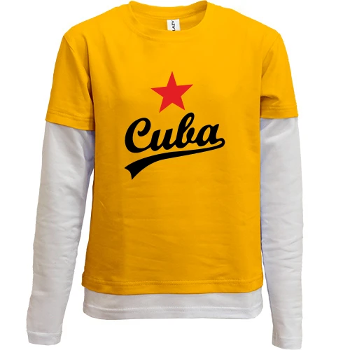 Комбинированный детский лонгслив, желтый, Куба - Cuba