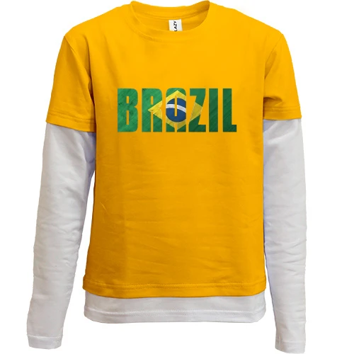 Комбинированный детский лонгслив, желтый, BRAZIL