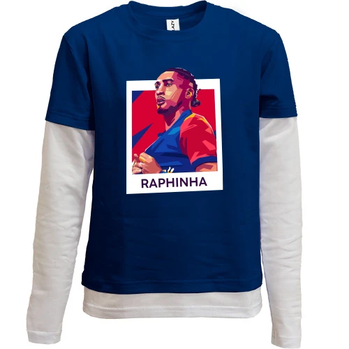 Комбинированный детский лонгслив, синий, Raphinha