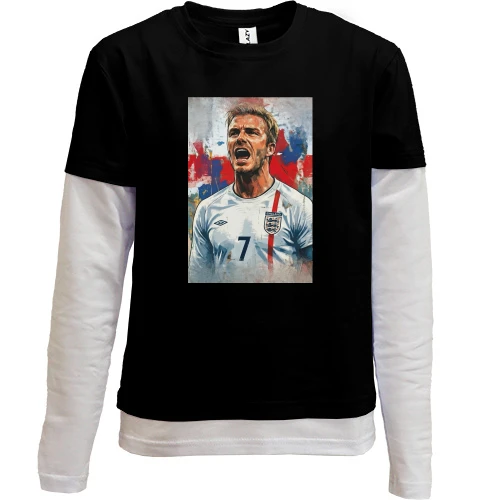 Комбинированный детский лонгслив, черный, David Beckham