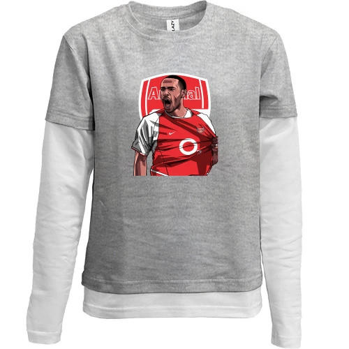 Комбинированный детский лонгслив, серый, Thierry Henry