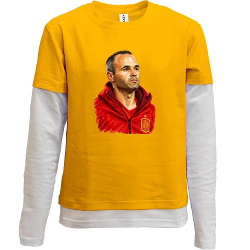 Комбинированный детский лонгслив, желтый, Andrés Iniesta