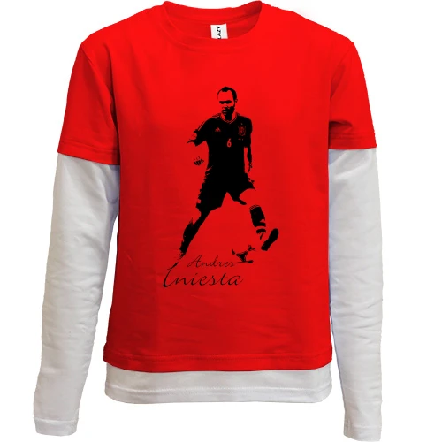 Комбинированный детский лонгслив, красный, Andrés Iniesta (2)