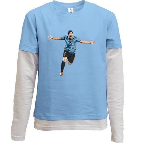 Комбинированный детский лонгслив, синий, Luis Suarez