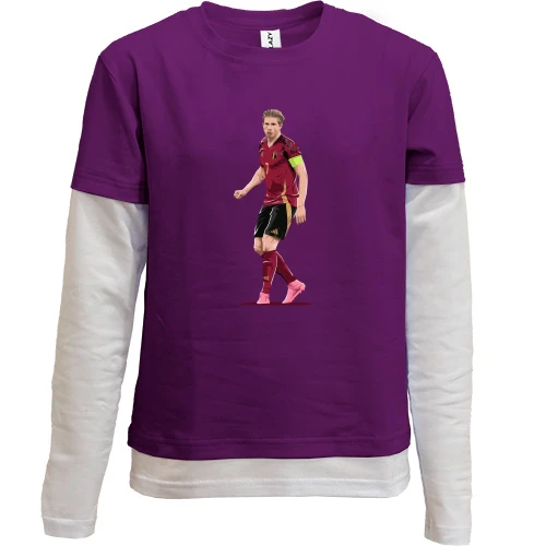 Комбинированный детский лонгслив, фиолетовый, Kevin De Bruyne