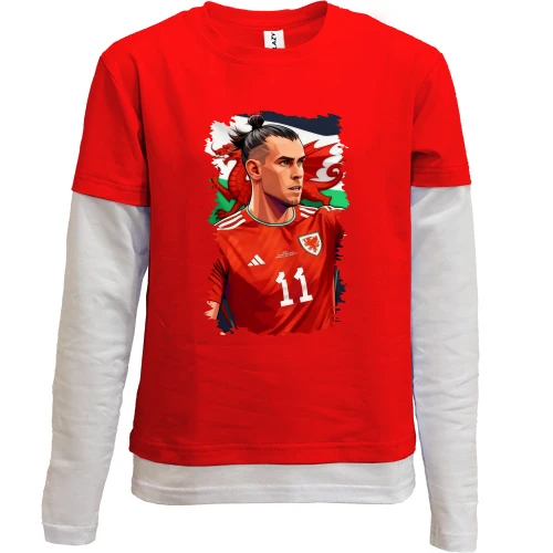 Комбинированный детский лонгслив, красный, Gareth Bale