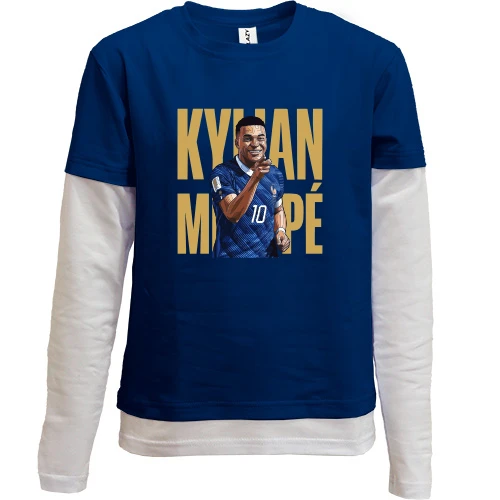 Комбинированный детский лонгслив, синий, Kylian Mbappé (4)