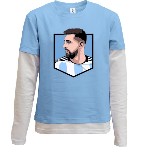 Комбинированный детский лонгслив, синий, Lionel Messi logo