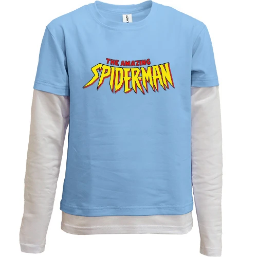Комбинированный детский лонгслив, синий, The Amazing Spider-Man