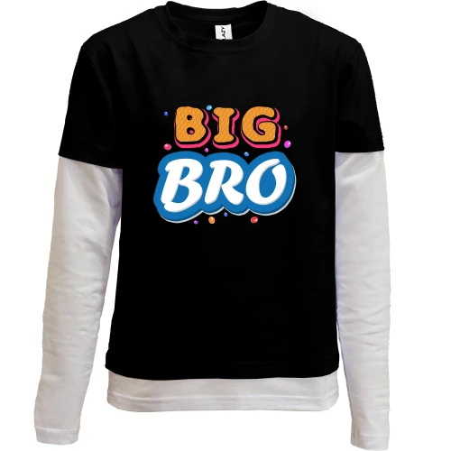 Комбинированный детский лонгслив, черный, Big Bro