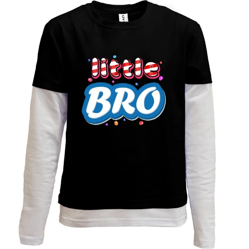 Комбинированный детский лонгслив, черный, little Bro