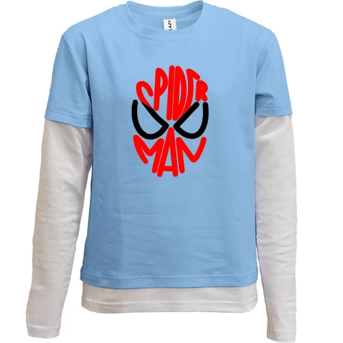 Комбинированный детский лонгслив, синий, Маска Spider-Man (2)
