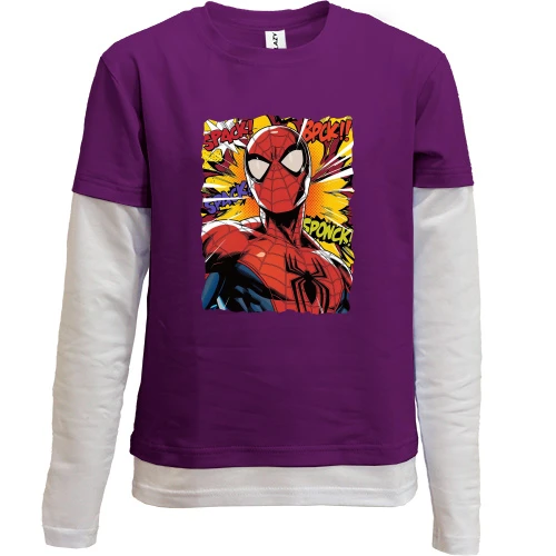 Комбинированный детский лонгслив, фиолетовый, Comics Spider-Man