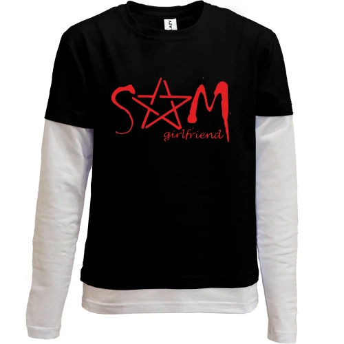 Комбинированный детский лонгслив, черный, "Sam"