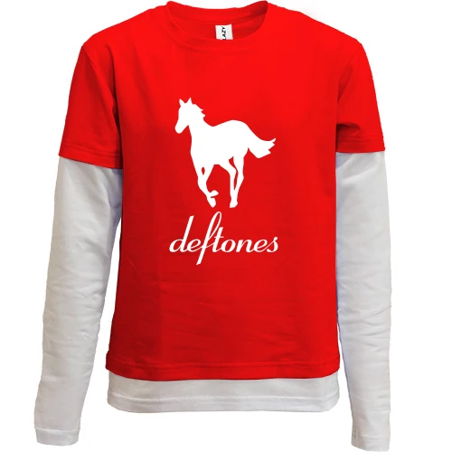 Комбінований дитячий лонгслів, Червоний, Deftones