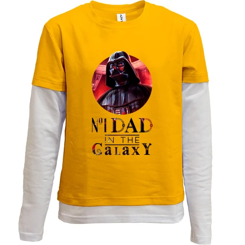 Комбинированный детский лонгслив, желтый, №1 dad in the galaxy