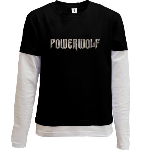 Комбинированный детский лонгслив, черный, Powerwolf