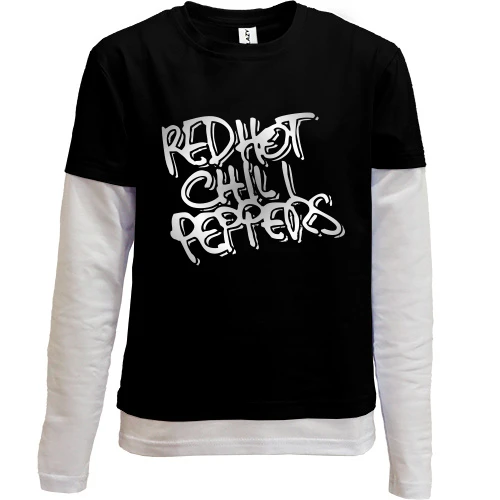 Комбінований дитячий лонгслів, чорний, Red Hot Chili Peppers (silver)