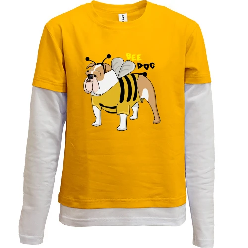 Комбинированный детский лонгслив, желтый, Bee dog