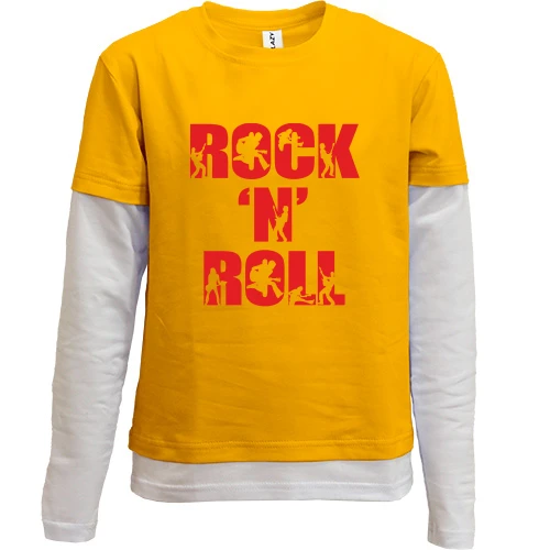 Комбинированный детский лонгслив, желтый, Rock'n Roll