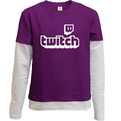 Комбинированный детский лонгслив, фиолетовый, с логотипом twitch