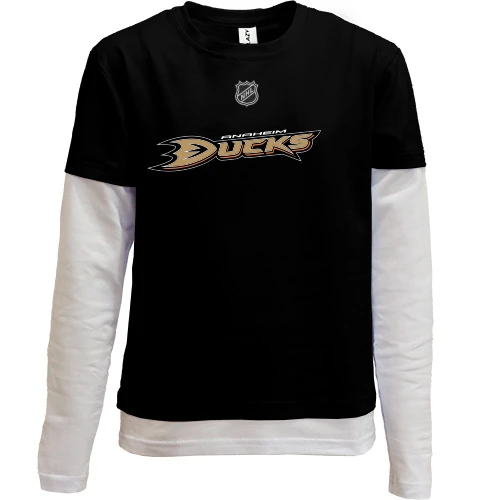Комбинированный детский лонгслив, оранжевый, Anaheim Ducks