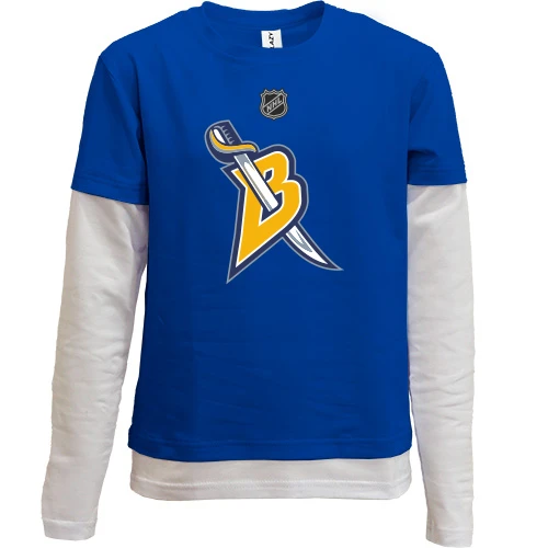 Комбинированный детский лонгслив, синий, Buffalo Sabres 2
