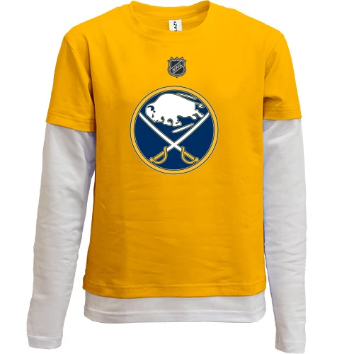 Комбинированный детский лонгслив, черный, Buffalo Sabres