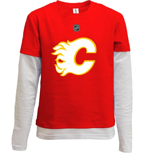 Комбинированный детский лонгслив, красный, Calgary Flames