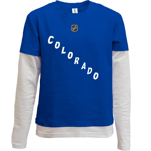 Комбинированный детский лонгслив, синий, Colorado