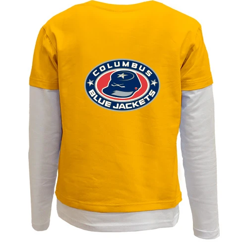 Комбинированный детский лонгслив, желтый, Columbus Blue Jackets с кепи