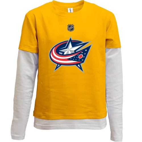 Комбинированный детский лонгслив, синий, Columbus Blue Jacket