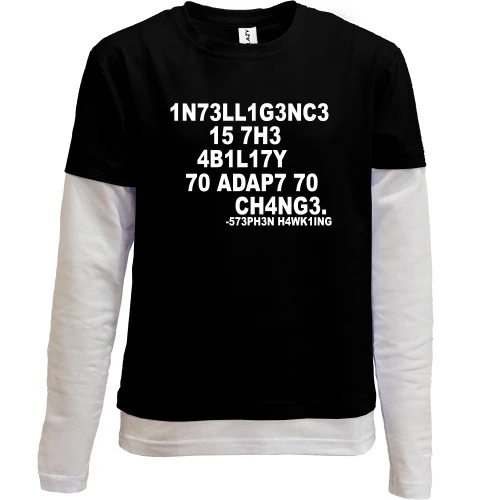 Комбинированный детский лонгслив, черный, Intelligence is the ability to change