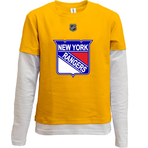 Комбинированный детский лонгслив, желтый, New York Rangers