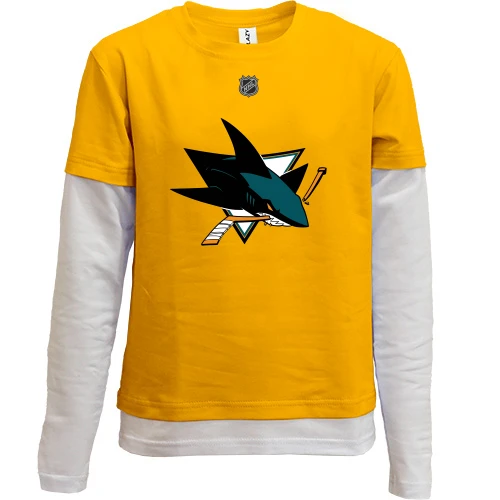Комбинированный детский лонгслив, желтый, San Jose Sharks