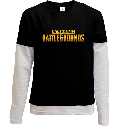 Комбинированный детский лонгслив, черный, PlayerUnknown’s Battlegrounds logo