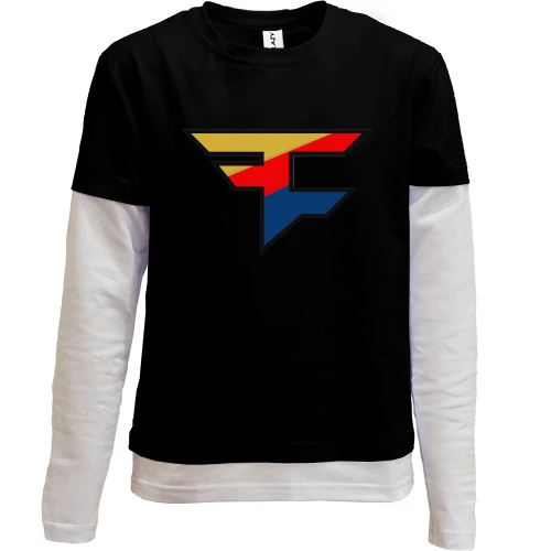 Комбинированный детский лонгслив, черный, FaZe Clan