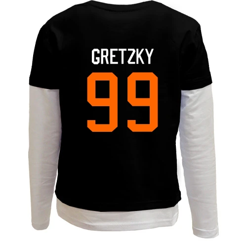 Комбинированный детский лонгслив, Черный, Wayne Gretzky