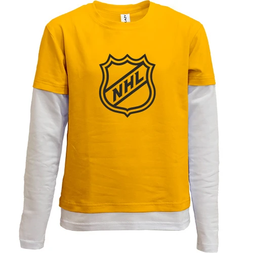 Комбинированный детский лонгслив, черный, NHL