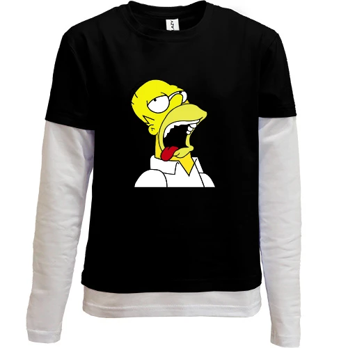 Комбинированный детский лонгслив, черный, Gomer Simpson (2)