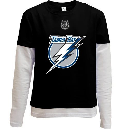 Комбинированный детский лонгслив, черный, Tampa Bay Lightning