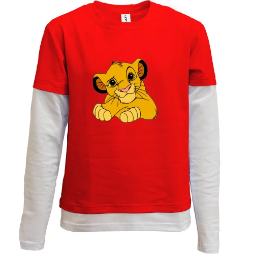 Комбинированный детский лонгслив, красный, Lion king