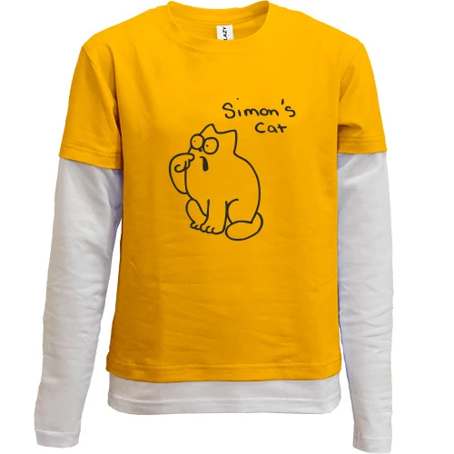 Комбинированный детский лонгслив, желтый, с Simon's cat