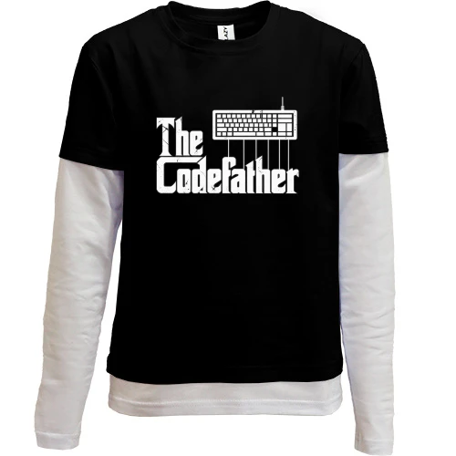 Комбинированный детский лонгслив с надписью «The Codefather»