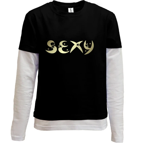 Комбинированный детский лонгслив SEXY со звёздами и месяцами