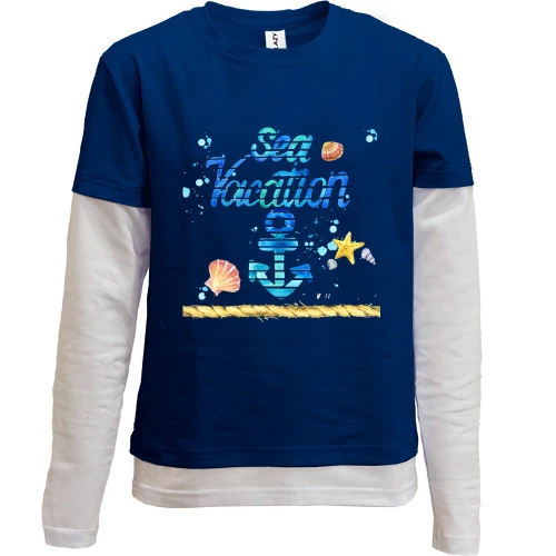 Комбинированный детский лонгслив, синий, Sea vacation
